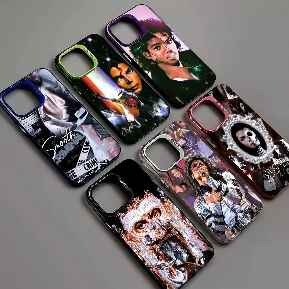 Capa de Celular Colorida Michael Jackson para iPhone 17 16 15 14 13 12 11 Pro Max Plus Pro Shell
