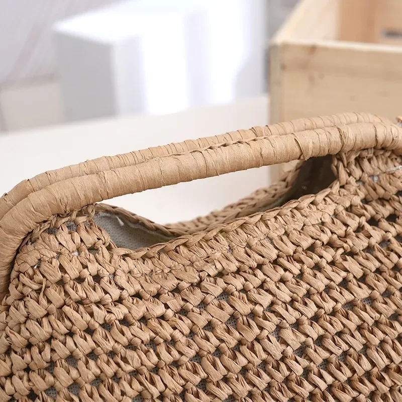 for Niche Versatile Handbag Clip Bag Long Chain Messenger Women's Bag Hand Bag Straw Paper Crocheted Bag - view 2