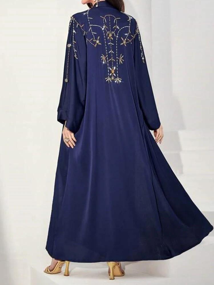 Imagem -02 - Eid Abaya Diamante para Mulheres Vestido Jalabiya Caftan Muçulmano Árabe Marrocos Kaftan Abayas Vestidos Longos Túnica de Ramadã