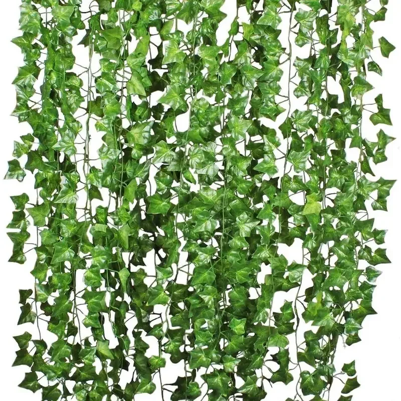 2/200M Artificial Plant Green Ivy Leaf Garland Fake Plant Creeper Hanging Vine Outdoor DIY Garden Wall Wedding Party Home Decor