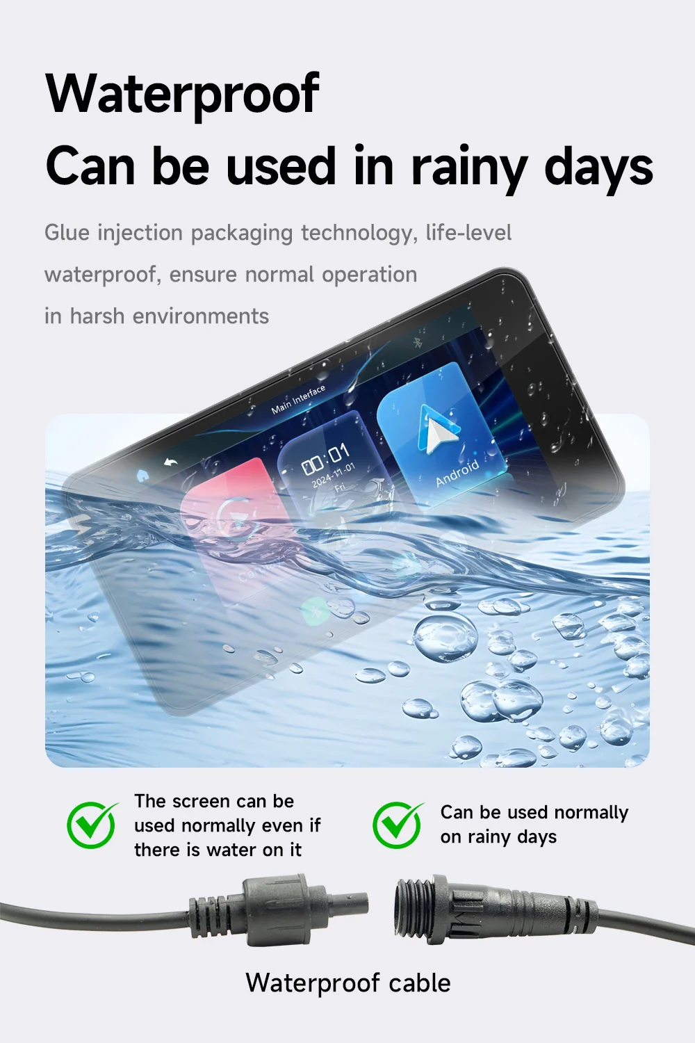 BQCC 4.7 "مشغل محمول للدراجات النارية Carplay الملاح الحياة مقاوم للماء BT HD شاشة ريتينا CarPlay أندرويد السيارات دراجة نارية MP5 #4