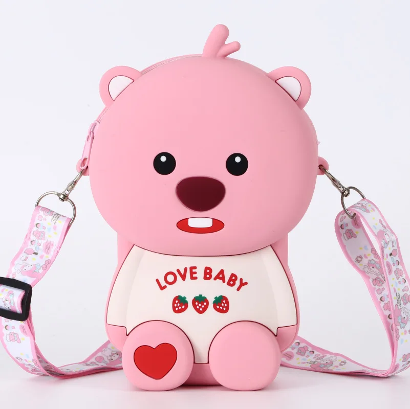 

Disney Loopy bag Cute Cartoon Crossbody Bag for Kids Kawaii Silicone Waterproof Shoulder Bags Girl Coin Purse kids Storage Bag