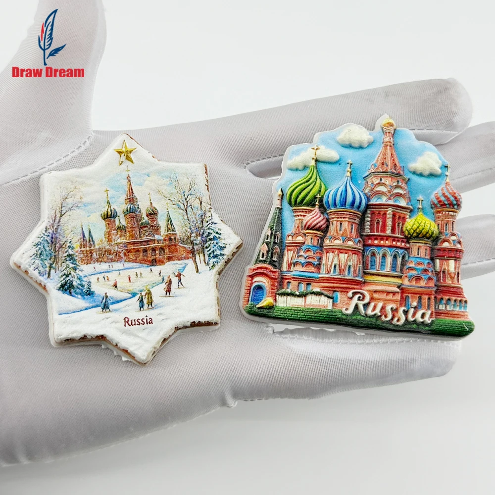 1Pc Russian Creative 3D Refrigerator Magnet, World Travel Souvenir Collection, Travel Commemorative Decorative Sticker, Suitable for Home and Office Decoration, Personalized Exclusive Travel Souvenir Magnetic Refrigerator Magnet, Home Decoration, Kitchen, Room, Office, Cabinet Crafts, Gifts, Holiday Souvenirs, Exquisite Small Gifts