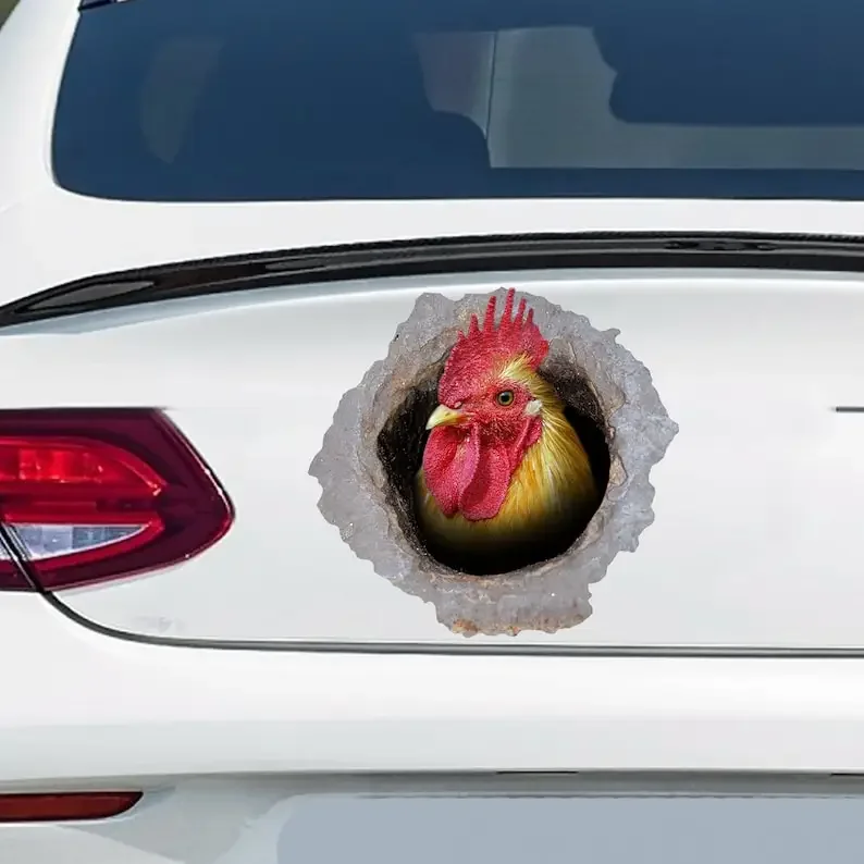 Yellow Rooster car decal , rooster magnet, funny rooster car sticker , chicken magnet