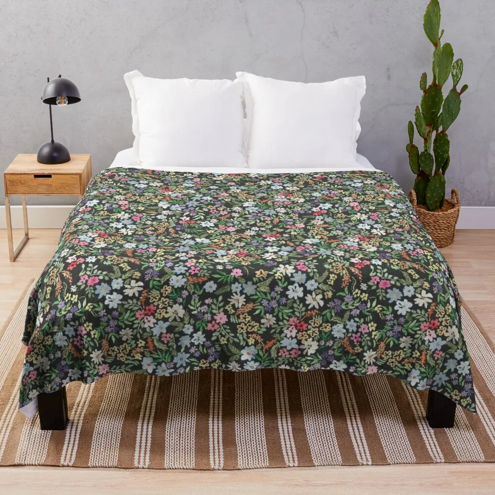 Moody Ditsy Wildflower Florals Throw Blanket funny gift Summer Thin Blankets