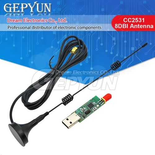 무선 지그비 CC2531 스니퍼 베어 보드 패킷 프로토콜 분석기, USB 인터페이스 동글 캡처 패킷 모듈, 8DBI 안테나 