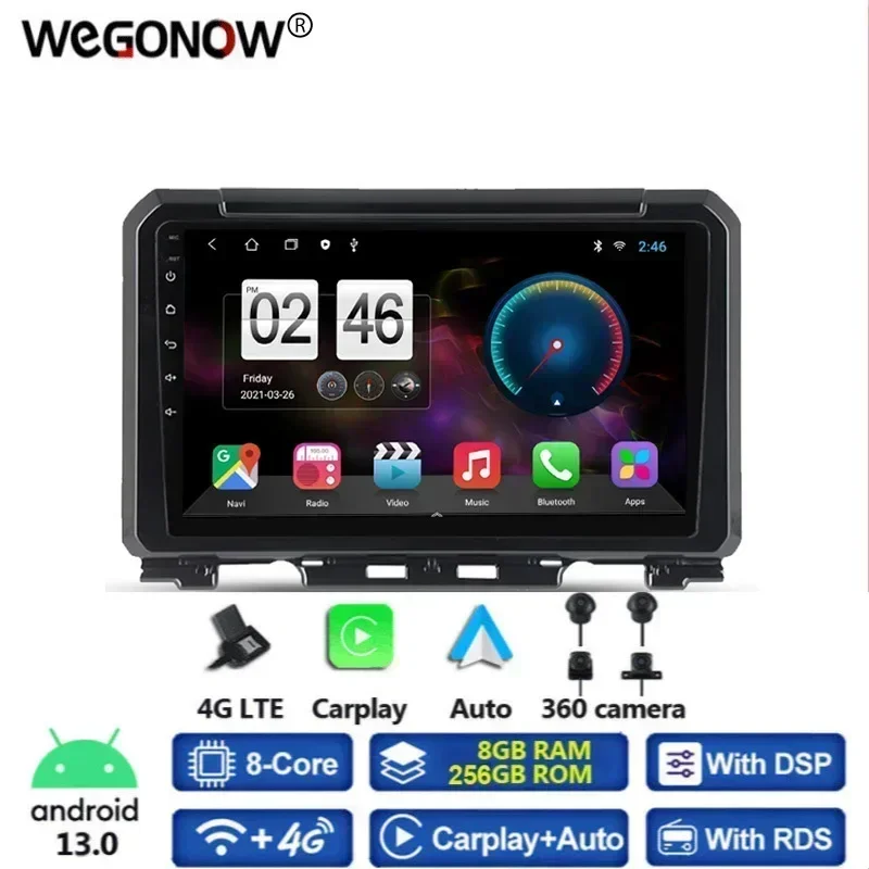 1280*720 360 Camera Carplay 8GB+256GB Android 13.0 Car DVD Player GPS WIFI Bluetooth RDS Radio For Suzuki Jimny JB64 2018 -2020