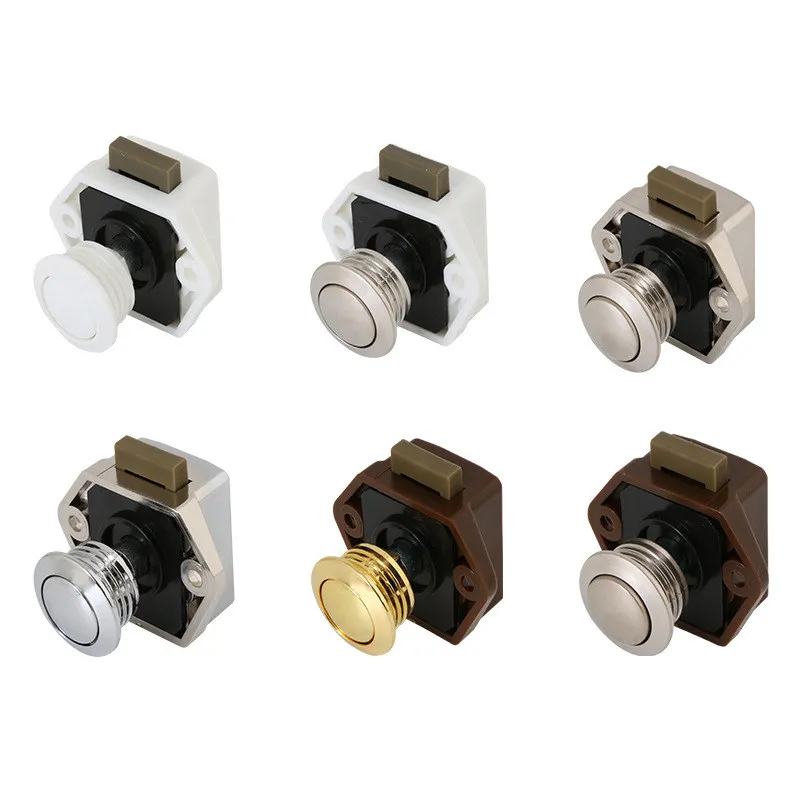 RV Hanging Cabinet Button Lock Keyless Drawer Cabinet Door Bounce Lock Yacht Cabinet Door Lock Furniture Hardware Accessories