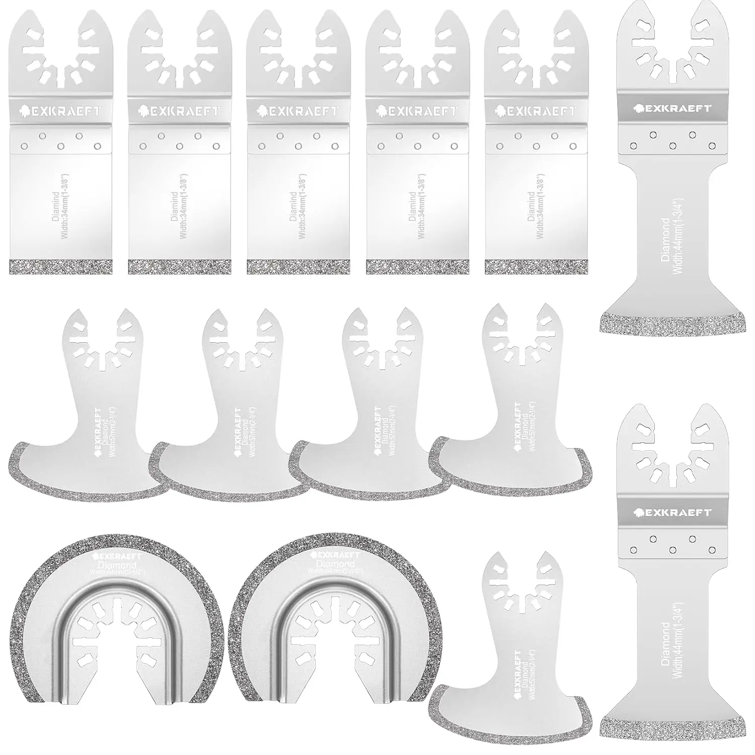 

14 PCS Diamond Oscillating Tool Blades for Grout Removal, Tile Cutting, and Concrete Grinding