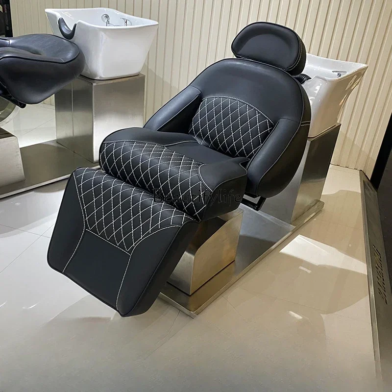 02High-End Health Therapy Electric Lifting Shampoo Chair Rotating Sitting Japanese Semi-Full Lying Flushing Bed