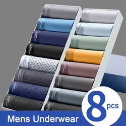 8pcs Boxers Men Boxer Underwear Ice Silk Comfortable Men's Underpants Breathable Panties thin Sexy Men BoxerShorts Plus Size 4XL