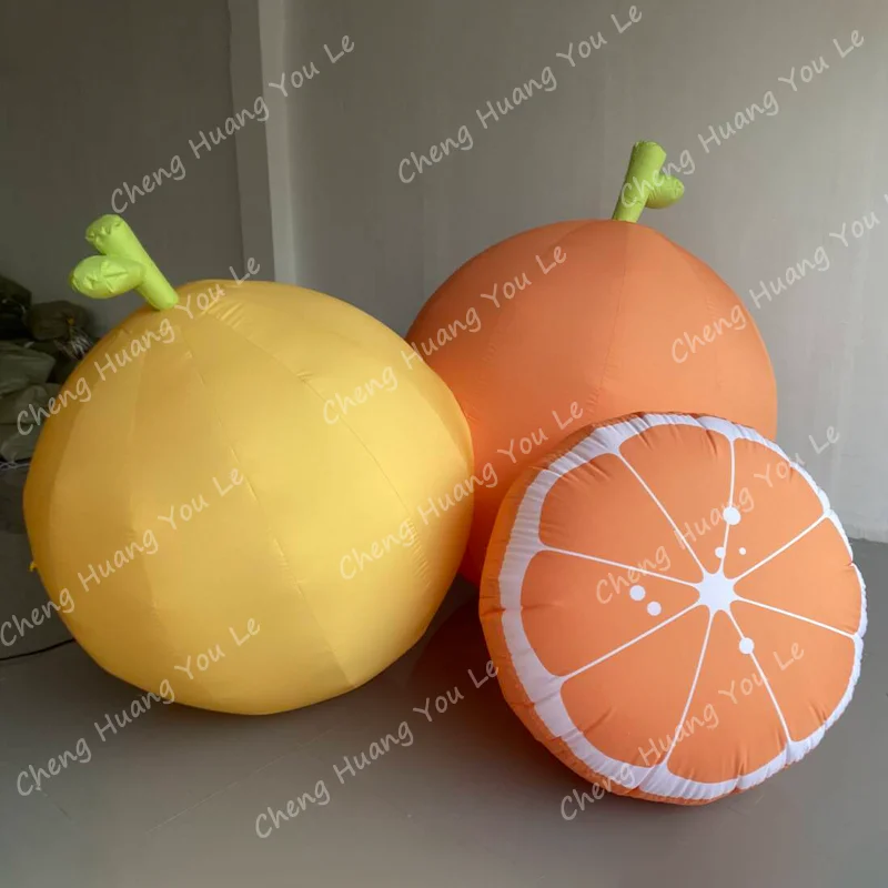 Realistic inflatable fruit huge oxford material orange lemon pear fruit family for beverage shop advertising