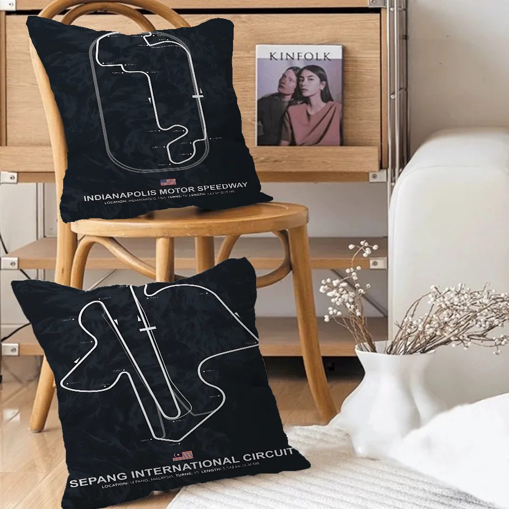 F1 Imola Monaco Track Circuit Canvas Maple Design Cushion Cover Happy Autumn Harvest Decor Holiday Decorati Pillow Cover