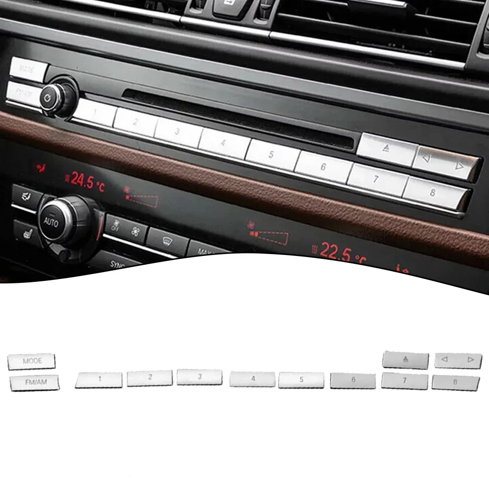 สำหรับ BMW ซีรีส์ 5 ชุดแต่งโครเมียม ABS แผงคอนโซลกลางแบบ CD สีเงิน ผลิตตามสั่งสำหรับ BMW ดีไซน์สีเงินหรูหรา ประสิทธิภาพยาวนาน