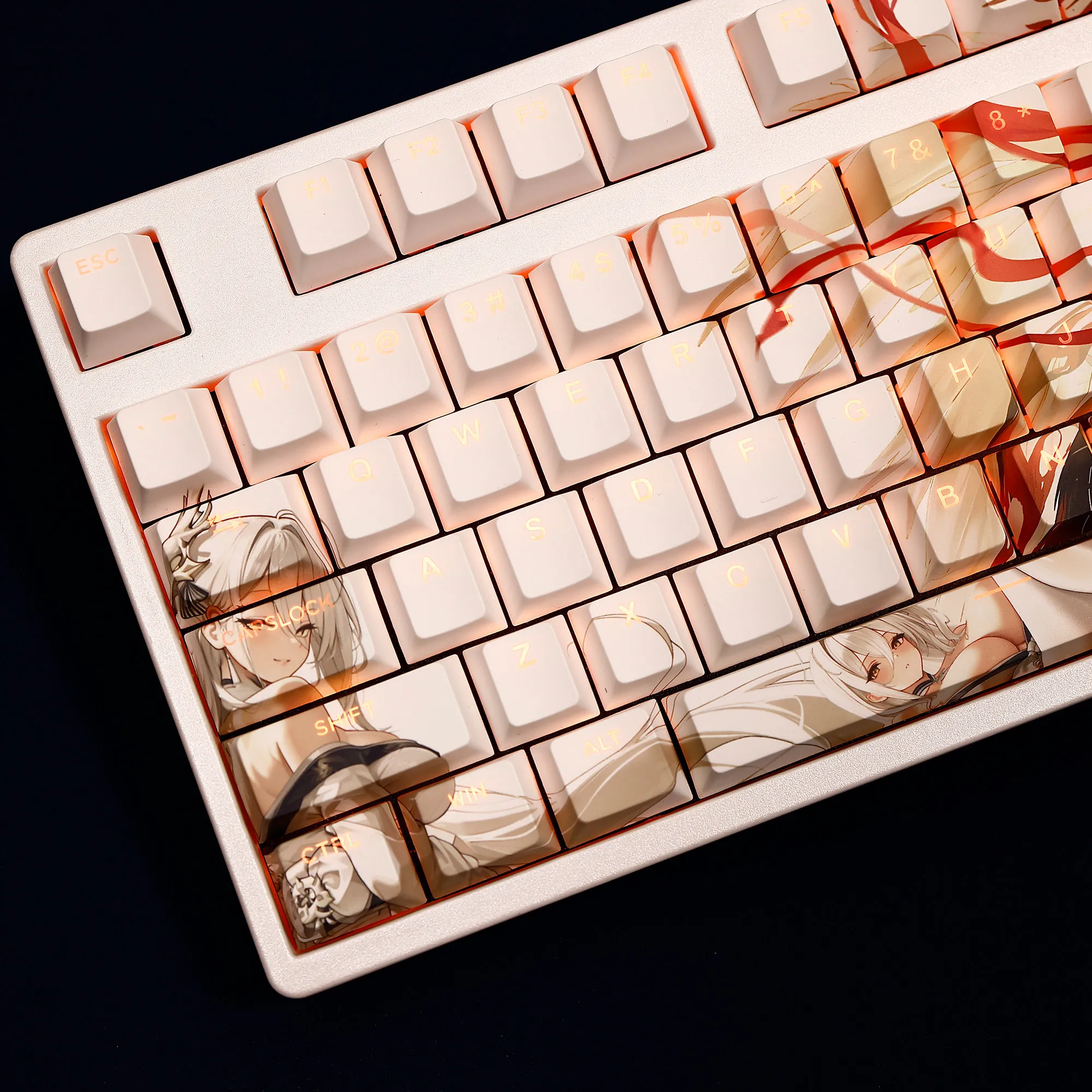 108 Keys/Set Hakuhou Azur Lane Cute PBT Keycaps Cherry Height for MX Switch Mechanical Keyboard Game Custom