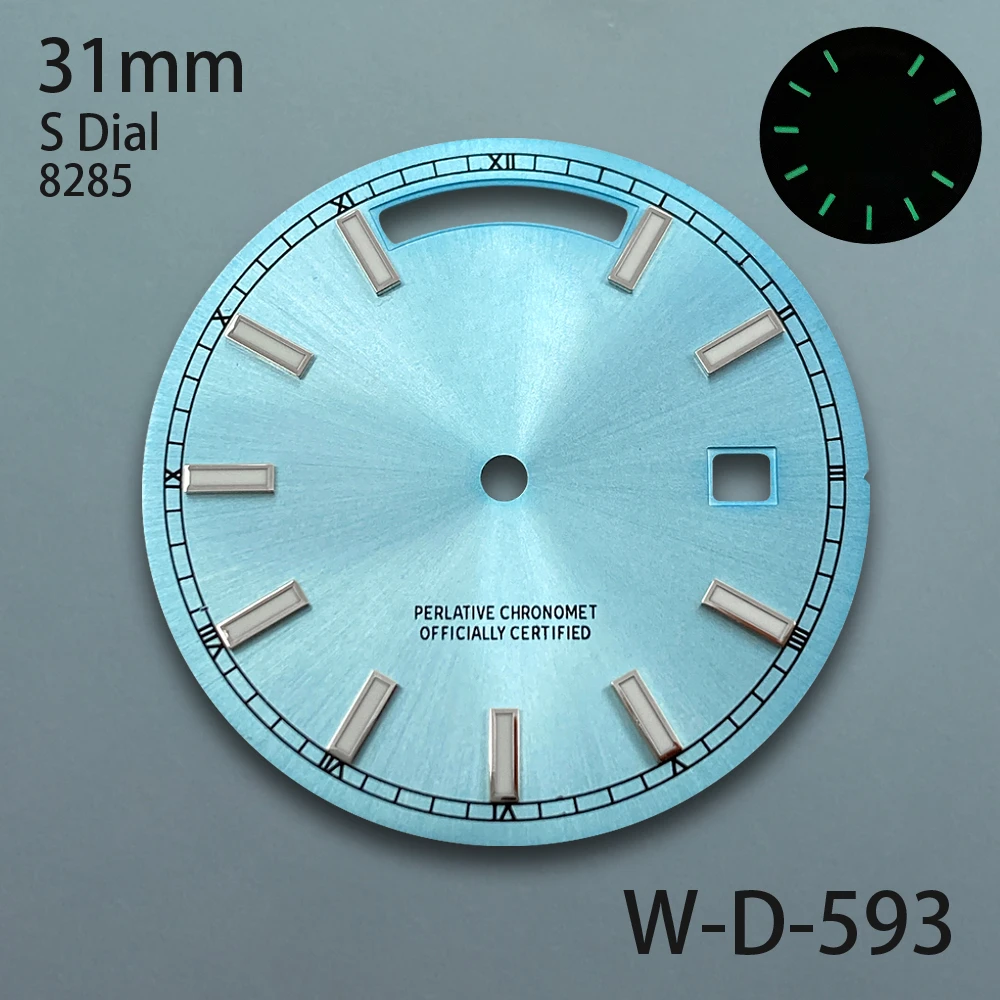 31 مللي متر S شعار اليوم والتاريخ الهاتفي مناسبة لحركة 8285 الأخضر مضيئة ساعة عالية الجودة تعديل الملحقات