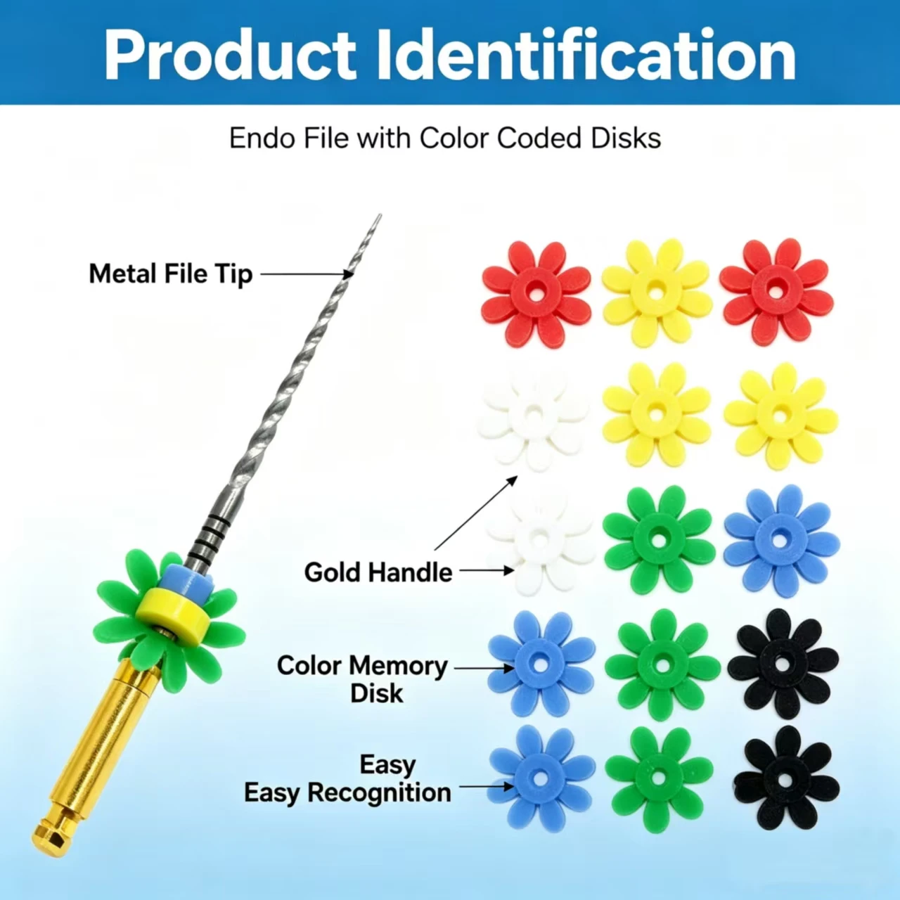 100Pcs Dental Endo File Stoppers Disinfection Root Canal Rotary File Counter Silicone Marking Petal Shaped Counting Dentist Tool