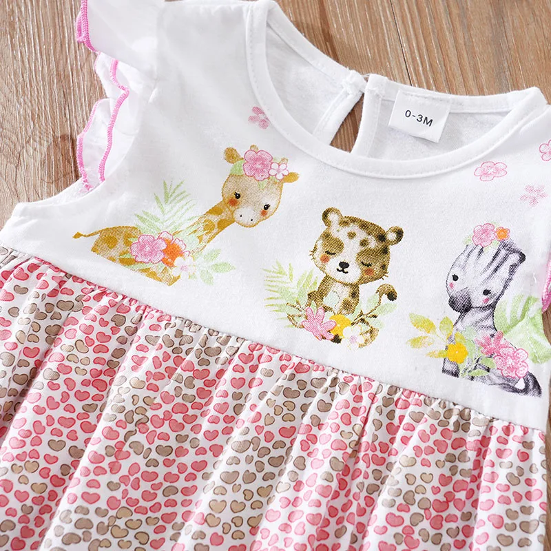 Summer Boys And Girls Cute Cartoon Animal Print Cotton Comfortable Casual Sleeveless Baby Bodysuit