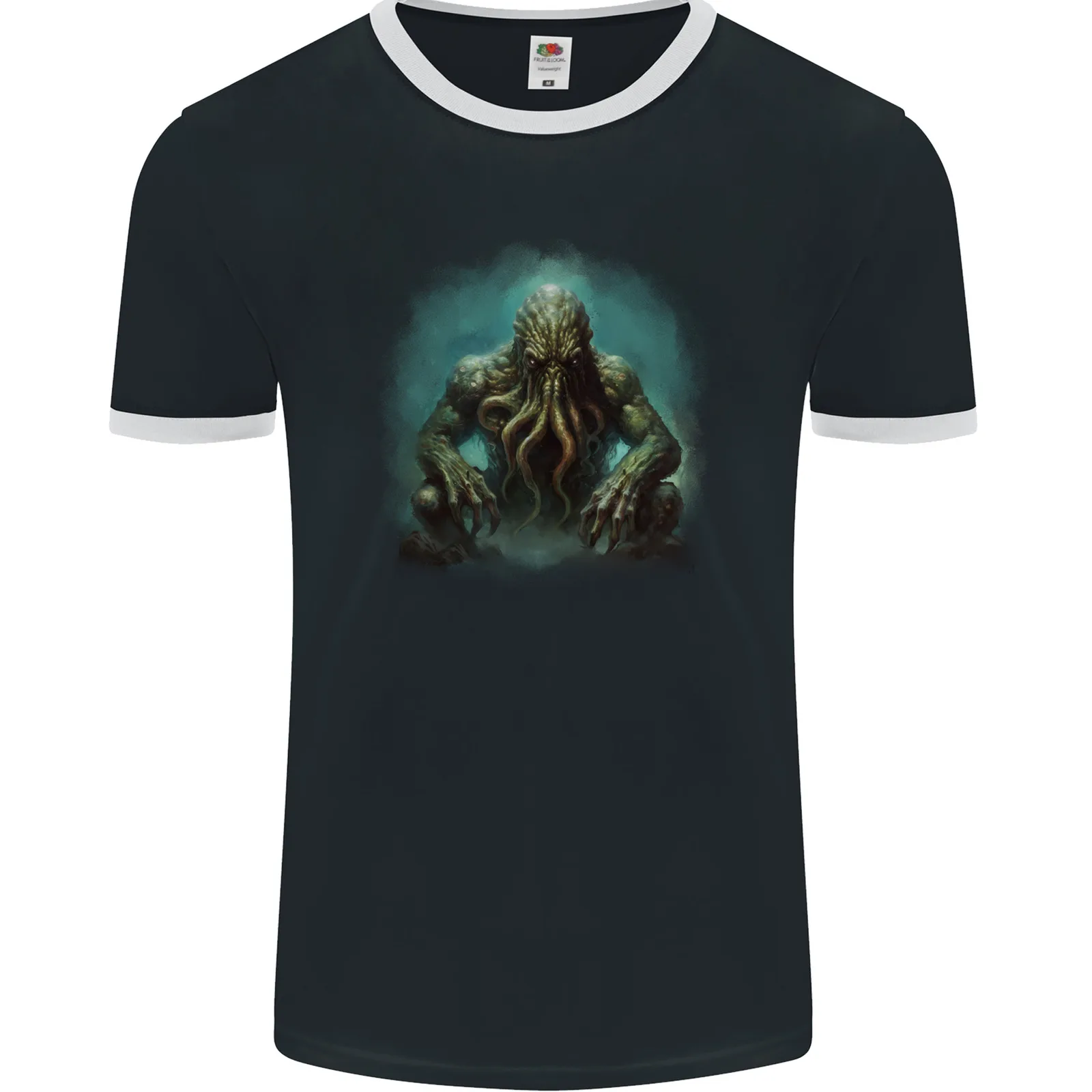 Kraken Under the Ocean Cthulhu Poseidon Mens Ringer T-Shirt FotL