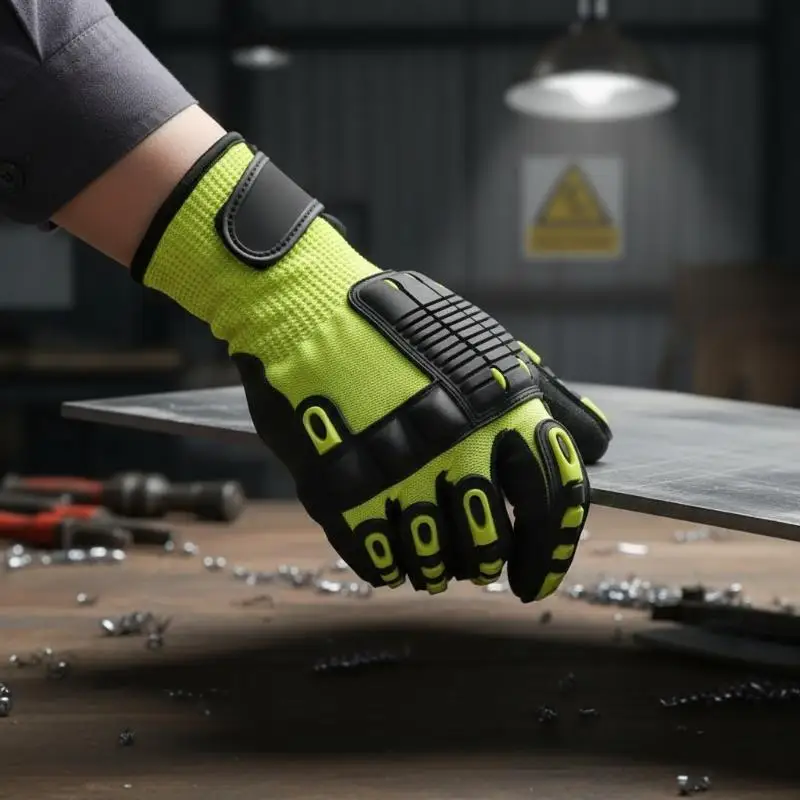 Cut Resistant Safety Work Glove Anti Vibration Anti Impact Oil-proof Protective With Nitrile Dipped Palm Glove For Working