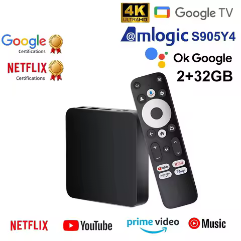 DLUXURY GD2 Google certified GTV TV Box 4K Bluetooth Remote S905Y4 AV1 2GB + 32GB Smart Android 12 google TV Box