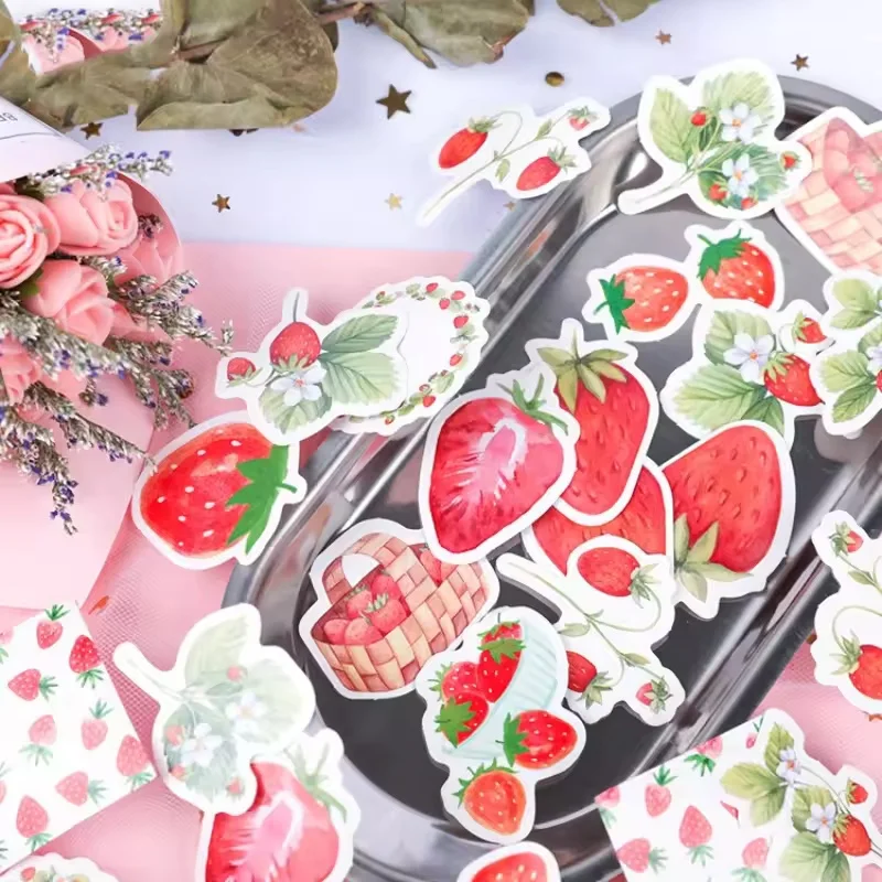 45Pcs Fruit Strawberry Box Stickers Photo Album Scrapbook Magazine Decoration Gift Sealing Stickers DIY Decoration