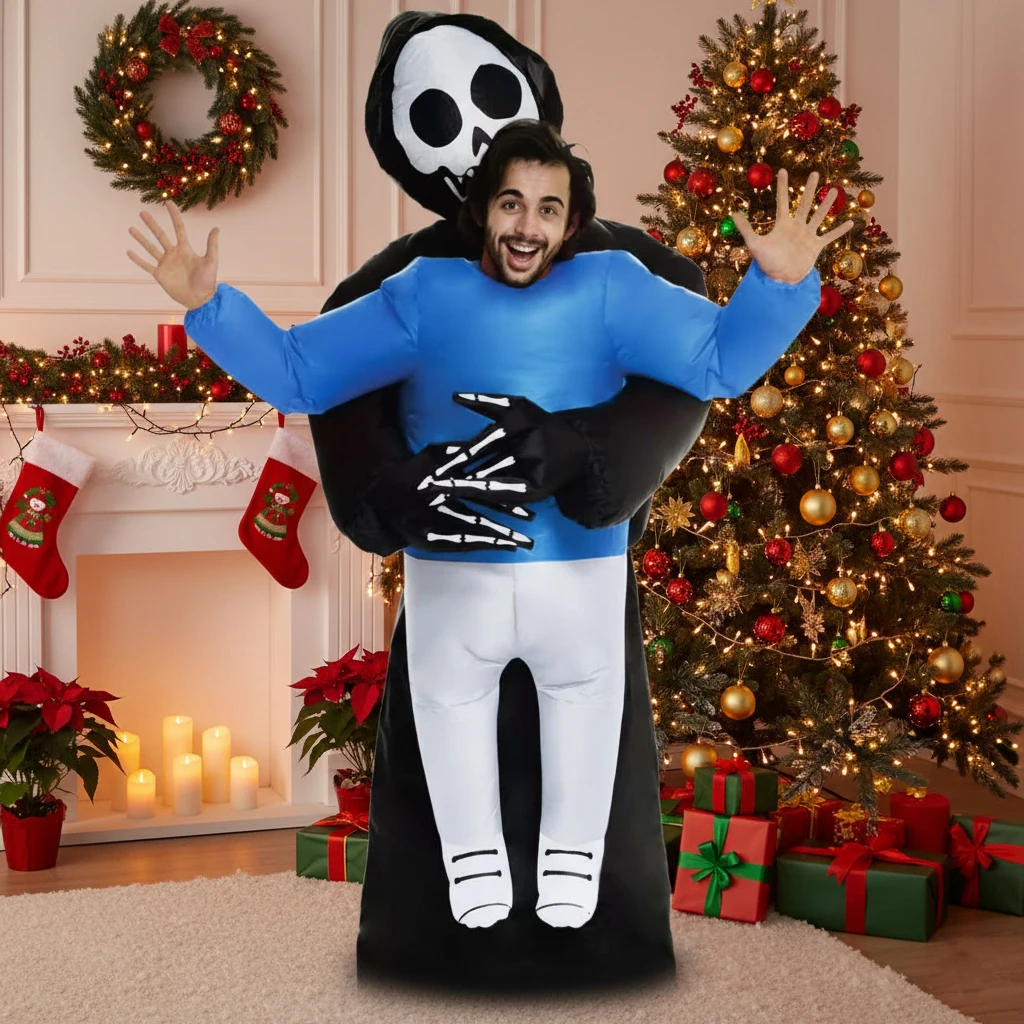

Adult Inflatable Grim Reaper Costume Funny Blow Up Reaper Suit Unisex for Christmas Thanksgiving Carnival Party Cosplay