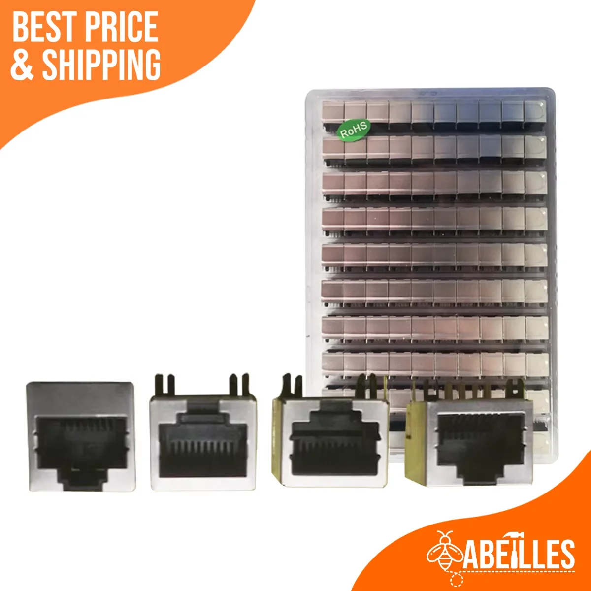 100PCS RJ45 8P8C Metal Shielded Female Ethernet PCB Jack Right/Vertical AngleRJ45 8P8C
