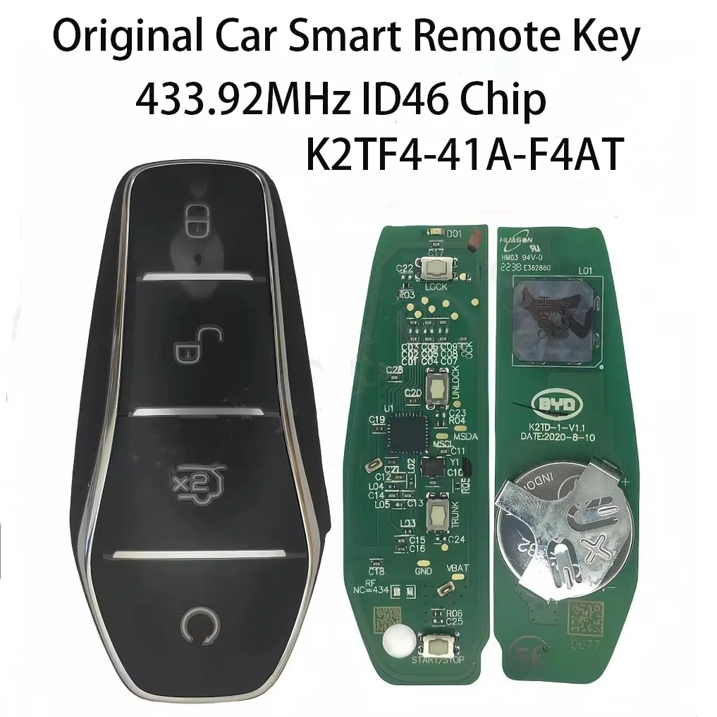 

Original Car Smart Remote Key 433.92MHz ID46 Chip For BYD Qin PLUS DM-i Qin PLUS EV Yuan PLUS SONG K2TF4-41A-F4AT Car Key