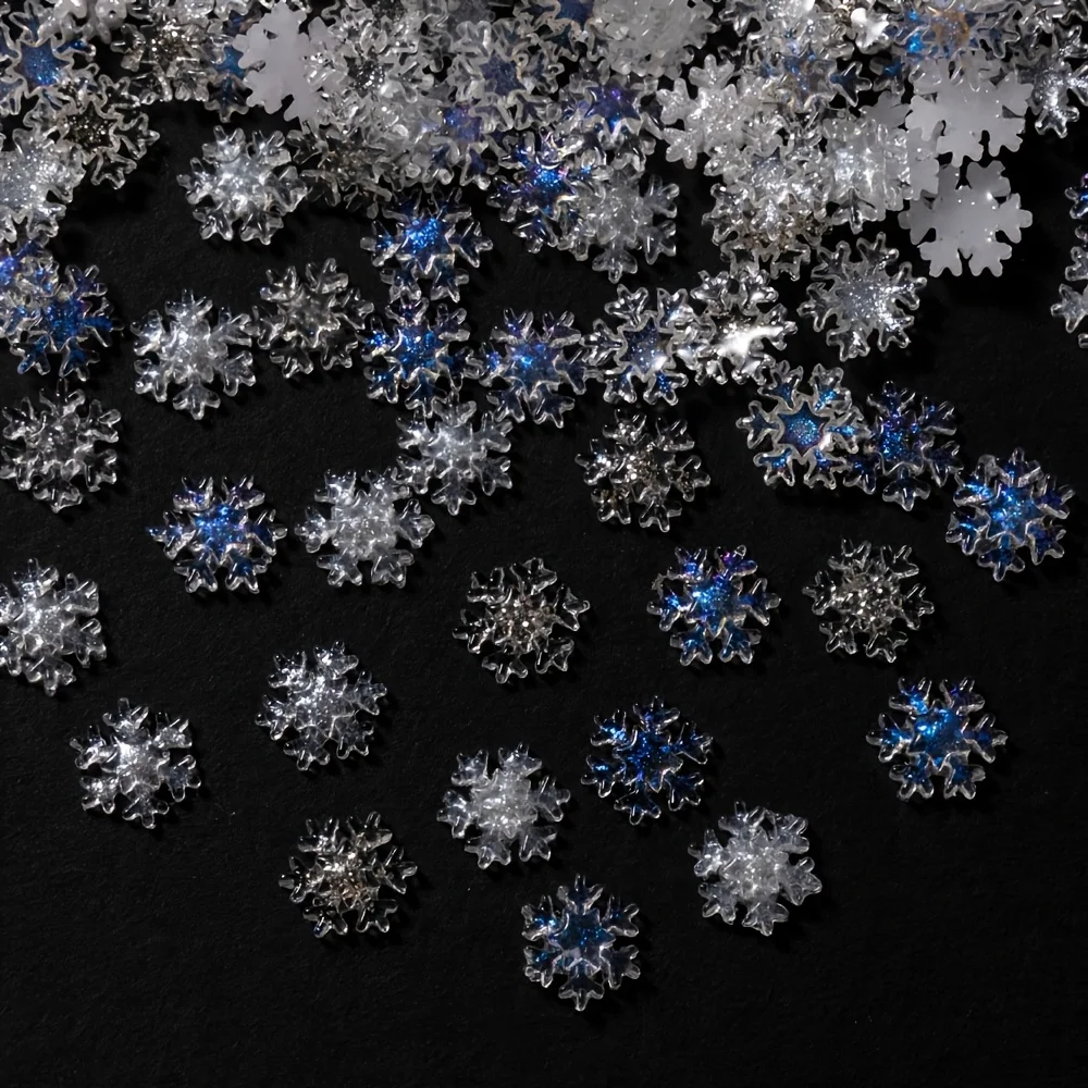 

60Pcs Christmas Snowflake Resin Decor Xmas Home Festive Party Supplies White Blue Snowflake Party Holiday DIY Christmas Decor
