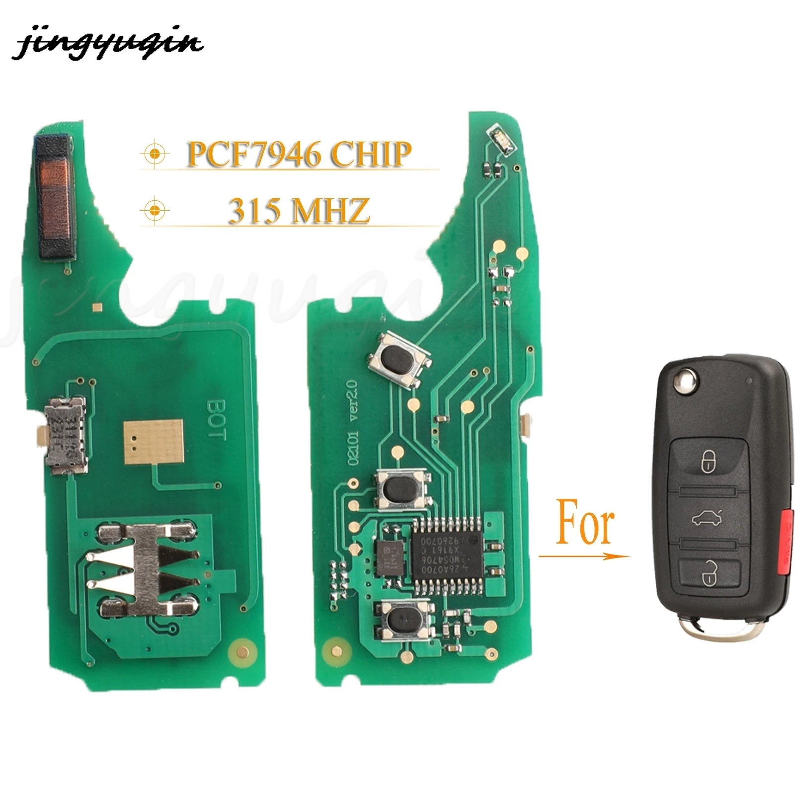 jingyuqin 3+1 Buttons Remote Key Circuit Board For VW Phaeton Touareg 2002-2010 With PCF7946 Chip 315Mhz KR55WK45022