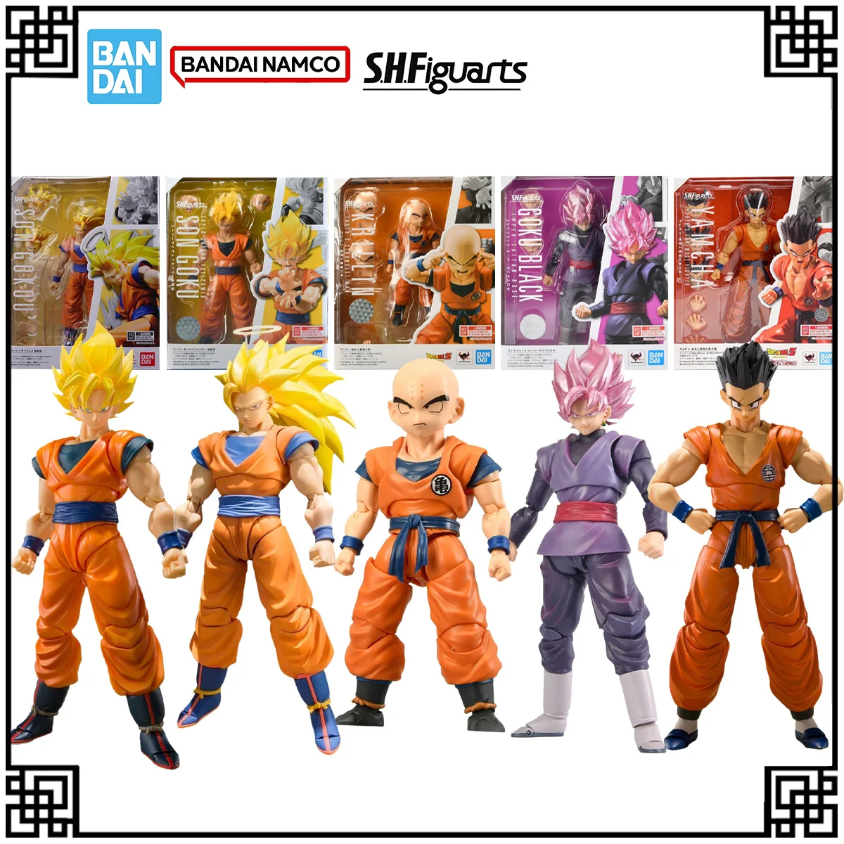 

В наличии Bandai, оригинальная аниме-фигурка SHF Dragon Ball GOKU BLACK YAMCHA KRILLIN SAIYAN3 FULLPOWER, экшн-фигурки, игрушки