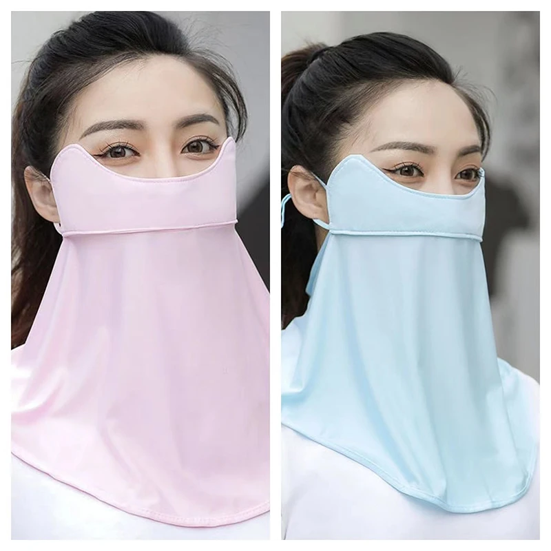 Ice Silk Cycling Bandana Face Cover Half Mask Hang-Ear Ice Silk Neck Gaiter Cool Tube Scarf Sport Running Hiking Hunting