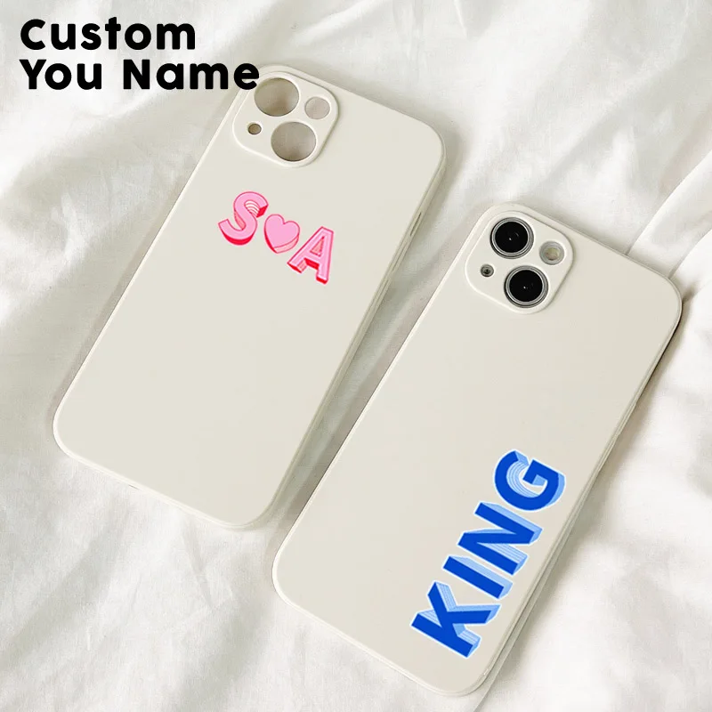 3D Custom Initial Letters Case for iphone 13 12 Pro Max SE2020 Cover Lens Protection Covers for iphone 11 Case  XS XR 6 7 8 Plus