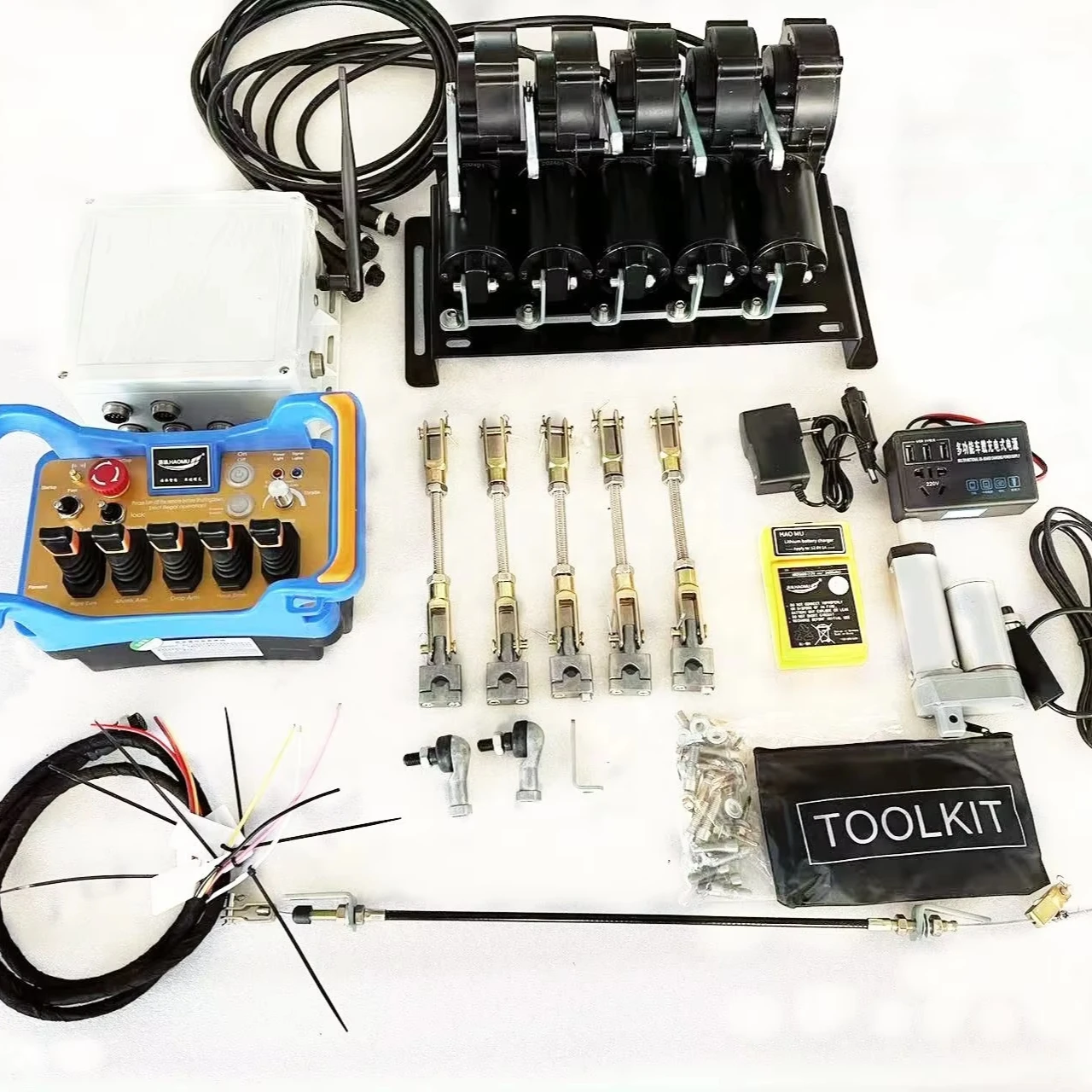 

4 Function Waterproof 315MHz 4 Rechargeable Battery Wireless Remote Control Kit Proportional Crane Hydraulic Joystick Valve