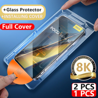 1-2PCS 8K Dust Free Glass For POCO X6 F6 Pro X5 X4 GT M5S F3 F4 HD Oleophobic Coating Screen Protector for POCO M4 Pro 5G