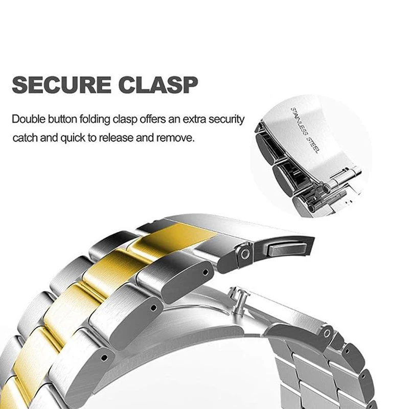 سوار ساعة سامسونج غالاكسي من الفولاذ المقاوم للصدأ ، 22 ، 20 ، 7 ، 6 ، 5 ، 4 ، 6 كلاسيك ، S3 ، Active 2 ، ساعة هاوي 4 ، 3 ، GT4 ، GT3 2