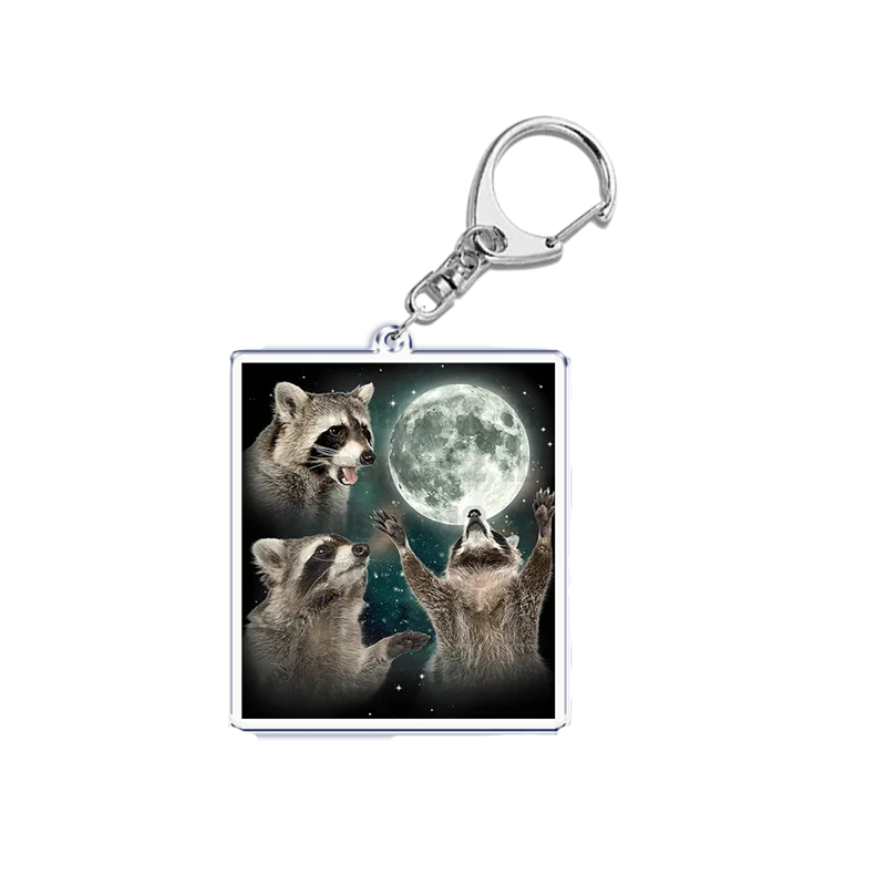 Cute Animal Raccoon Key Chain Keychains Ring for Accessories Bag Cowboy Pendant Keyring Jewelry Fans Gifts