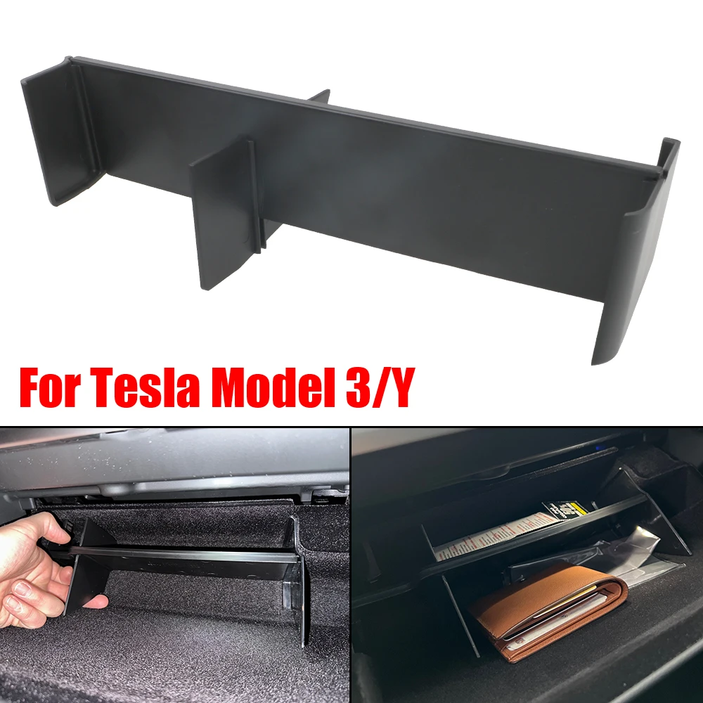 For Tesla Model 3 Y 2021 Glove Box Storage Partition Plate Glovebox Layered Container Shelf Center Console Organizer