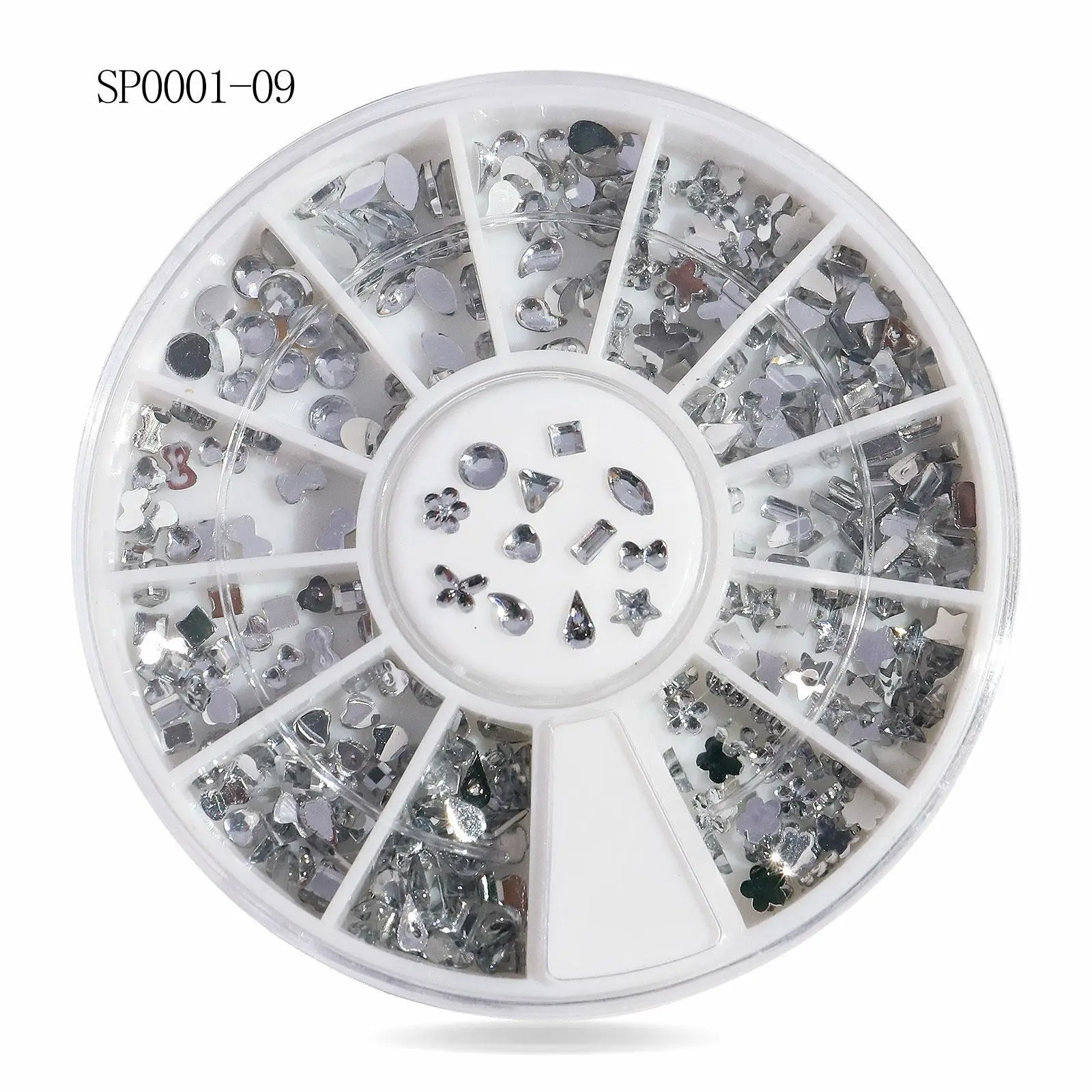 

3pcs Special-shaped Diamond Nail Art Decoration Wheel White Drop Love KnotTips Crystal Glitter Rhinestones Design Manicure DIY