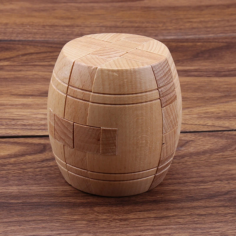 Barrel Wooden Puzzle Unlock Interlock Brain Teaser Toys For Adults And Kids Assembly & Disentanglement Unique Learning Gifts