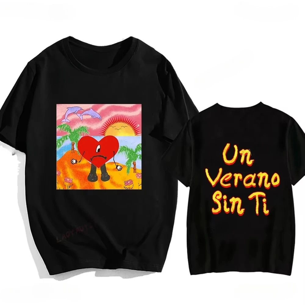 سيئة الأرنب UN VERANO SIN TI ألبوم الموسيقى تي شيرت مطبوع كلاسيكي Harajuku فضفاض الشارع الشهير المرأة الهيب هوب نمط قصيرة الأكمام التي شيرت