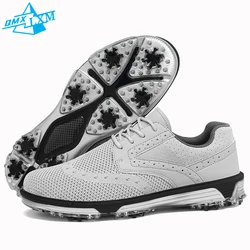 LiXingMing Golf Shoes Men Gray Large Size To 48# Breathable Cleats Golf Sport Shoes Teenager Training Golf Coach Sneakers