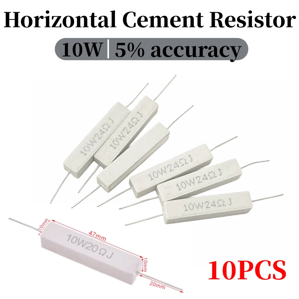 10pcs 10W 5% Cement Resistor Power Resistance 0.1 - 10K 0.1R 0.5R 10R 50R 0.22 0.33 0.5 1 2 5 8 10 15 20 25 30 100 1K 2K 3K ohm