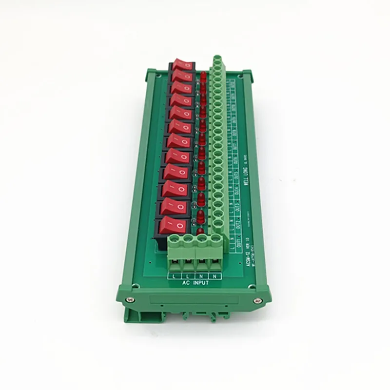 DIN Rail Mount 12 Channel Rocker Switch AC 125V 250V Power Distribution Strip Module