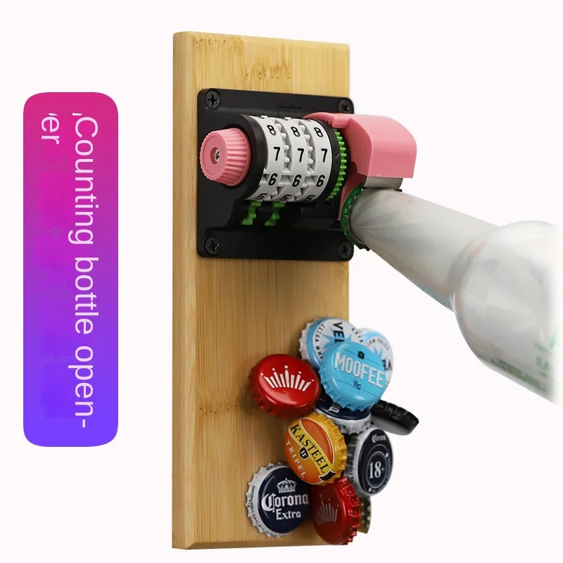 Zero-return new third-generation creative magnetic bottle opener refrigerator sticker wall-mounted beer bottle opener counting