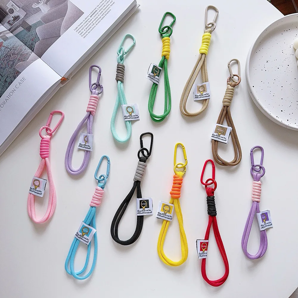 

Double-rope Nylon Woven Fabric Rope Men's And Women's Keychains Mountain Climbing Couple Phone Rope Bucket Rope Bag Pendant