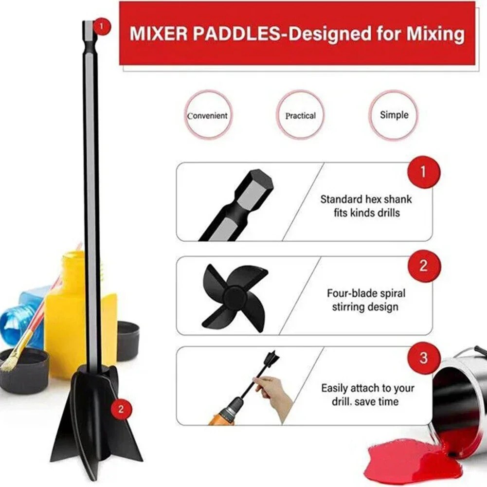 Epoxy Mixing Stick Paint Stirring Rod Putty Cement Paint Mixer Attachment With Drill Chuck For Epoxy Resin Latex Oil Paint