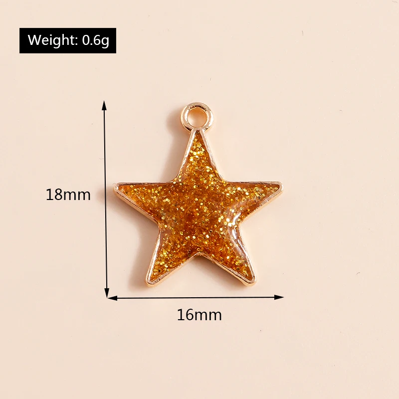 20 Stück 16 x 18 mm niedliche bunte Stern-Anhänger für Ohrringe, Halsketten, Armbänder, DIY-Handwerk, Schmuckherstellung, Zubehör – Detail 1