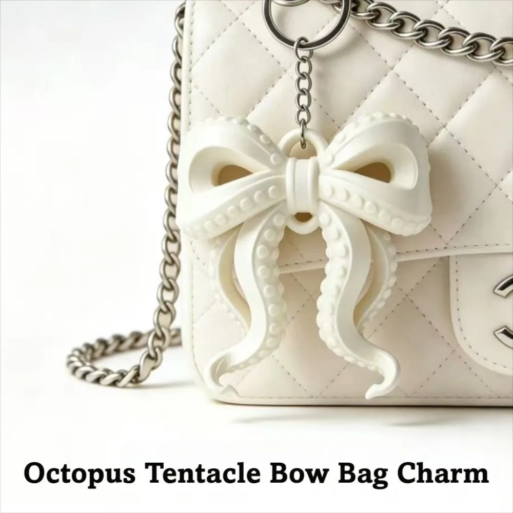 Korean Style Octopus Tentacle Bow Keychains Bow Shape Colorful Fashion Bag Pendant Tentacle Style Unique 3D Printed Keychains